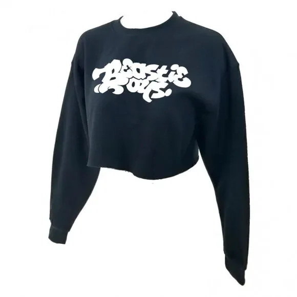 BEASTIE BOYS "Cropped" Crop Top Long Sleeve Crewneck Sweatshirt - rock rap tee - Picture 3 of 5